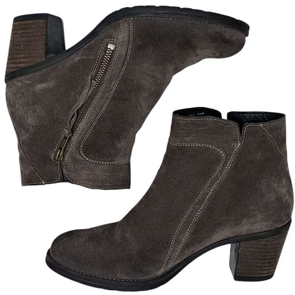 Taos Womens Dillie Leather Suede Closed Toe Ankle Old Money Boots S 8- 8.5 Taupe - Picture 1 of 15